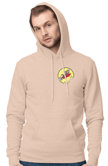 Men`s hoodie with prints Wile E. Coyote. Anti-hero, cartoon character, fast and bold, funny melodies, kayot, north american cayot, thief, villas, wiley, wili kayot. 2070702