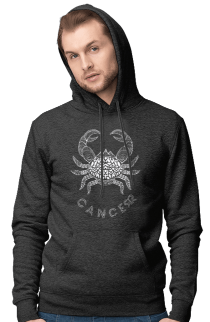 Men`s hoodie with prints Zodiac Cancer. Cancer, constellation, horoscope, sign, zodiac, zodiac sign. 2070702