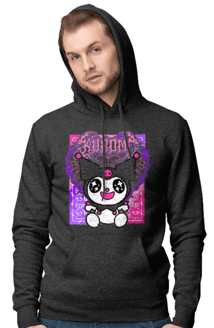 Men's hoodie with prints Hello Kitty Kuromi. Anime, character, hello kitty, kuromi, my melody, sanrio. 2070702