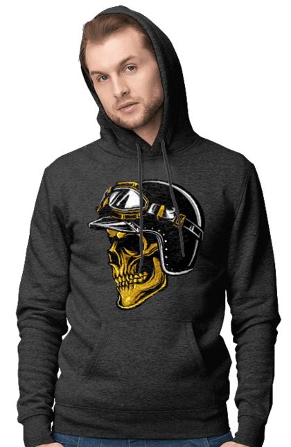 Чоловіче худі з принтом "Череп в мотошоломі". Крутий, очі, череп, шолом. 2070702