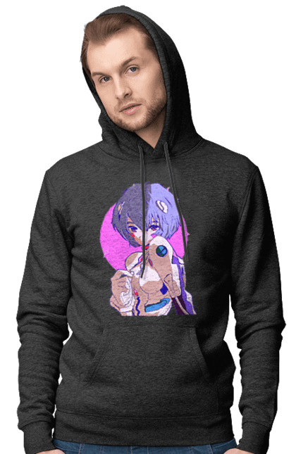 Men's hoodie with prints Evangelion Rei. Anime, evangelion, eve, kaoru, manga, rei ayanami, shinji. 2070702