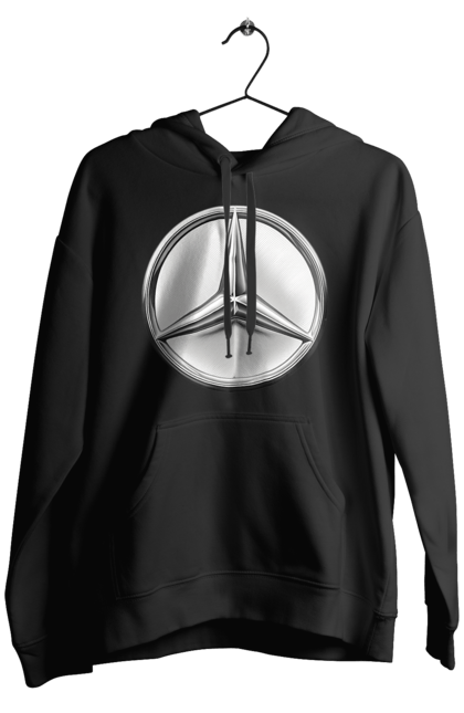 Чоловіче худі з принтом "Mercedes Benz Лого Металік". Авто, автомобіль, логотип мерседес, машини, мерс, мерседес. 2070702