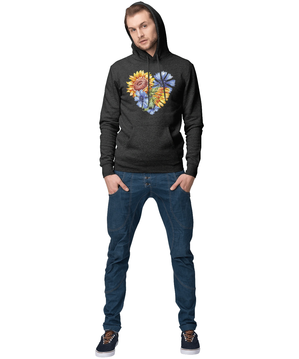 The heart is sunflowers and violets