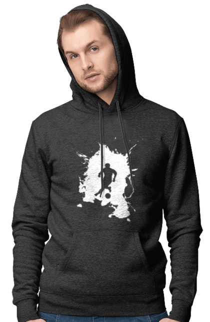 Чоловіче худі з принтом "Футбол у серці". Ворота, гол, збірна, м`яч, перемога, спорт, турнір, україна, футбол, чемпіонат. 2070702