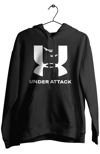 Чоловіче худі з принтом "Under Attack white". Андер армор, бренди, гумор, приколи, прикольні, ундер армор. 2070702