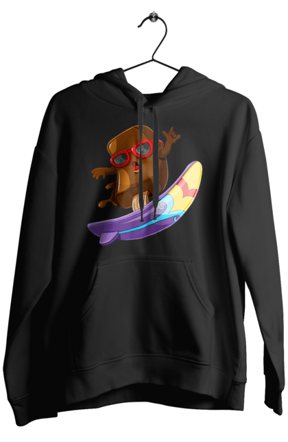 Чоловіче худі з принтом "Мороженко На Серфі". Літо, морозиво, окуляри, серфінг. 2070702