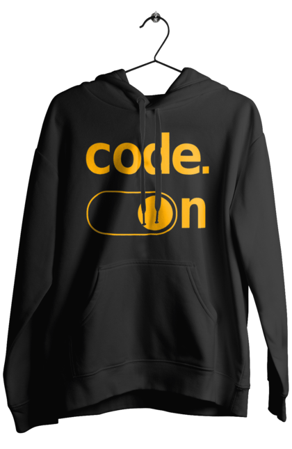 Чоловіче худі з принтом "Код увімкнено". Айті, айтішник, для айтішника, для програміста, код увімкнено, подарунок айтішнику, подарунок програмісту, програміст, розробник. 2070702