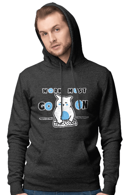 Чоловіче худі з принтом "Робота не вовк". Айті, кіт, коти, котики, робота. 2070702