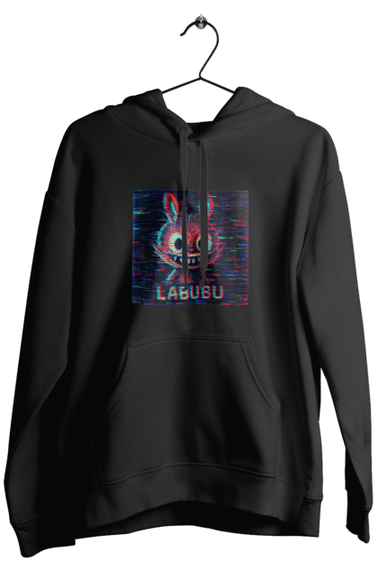 Чоловіче худі з принтом "Лабубу". Crt, rgb, глітч, кіберпанк, лабубу, пікселі, ретро, спотворення, цифрове мистецтво, шум. 2070702
