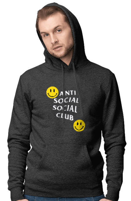 Чоловіче худі з принтом "Anti Social Club". Anti social club, club, popular, ptetty, smile. futbolka.stylus.ua