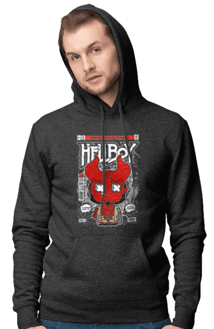 Чоловіче худі з принтом "Hellboy". Дивуватися, диявола, комікси, комікси dc, пекельний хлопець, пекло, хлопчик. Funkotee