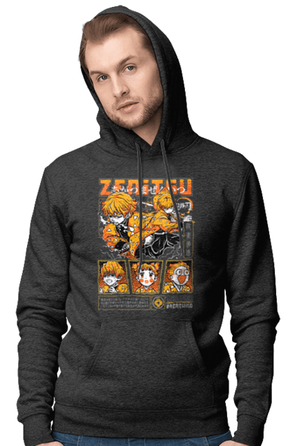 Men's hoodie with prints Demon Slayer Zenitsu. Anime, demon slayer, kimetsu no yaiba, manga, serial, zenitsu, zenitsu agatsuma. 2070702