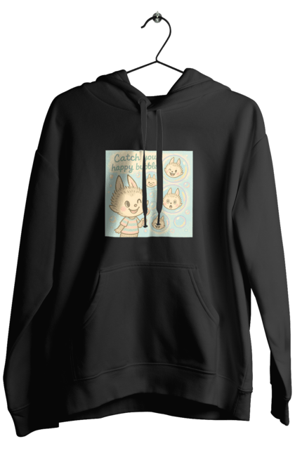 Чоловіче худі з принтом "Лабубу". Бульбашки, грайливо, каваї, казково, лабубу, милаілюстрація, ніжнікольори, пастельнамистецтво, щасливі бульбашки. 2070702