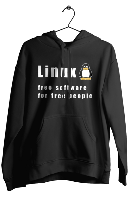 Чоловіче худі з принтом "Linux Вільний Для Вільних". Linux, адміністратор, айті, айтішник, безкоштовна, безкоштовно, білий, вільна, доступність, незалежність, операційна система, ос, пінгвін, програміст, програмне забезпечення, свобода, сервер, сисадмін, система, системний адміністратор, софт, текст. 2070702