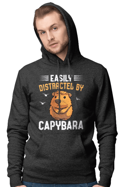 Men's hoodie with prints Capybara. Animal, capybara, rodent. 2070702