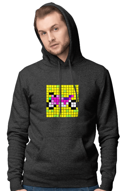 Men`s hoodie with prints Pixel Bike. Bike, bright, color, motorcycle, pixel. 2070702