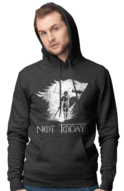 Men's hoodie with prints Game of Thrones Arya. Arya, game, got, not today, stark, starks, thrones, tv show, wolf, wolves. 2070702