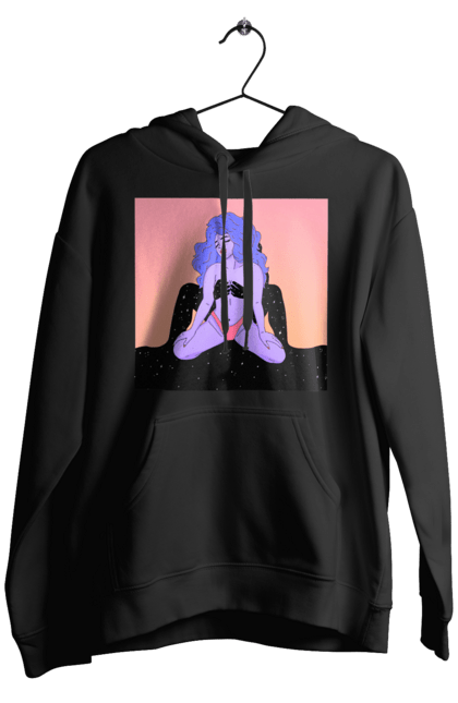 Чоловіче худі з принтом "Фіолетова Дівчина В Трусиках". Інопланетянка, у трусах. 2070702