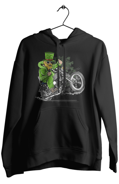 Чоловіче худі з принтом "Патрік На Мотоциклі". Мотоцикл, патрик, свято. 2070702