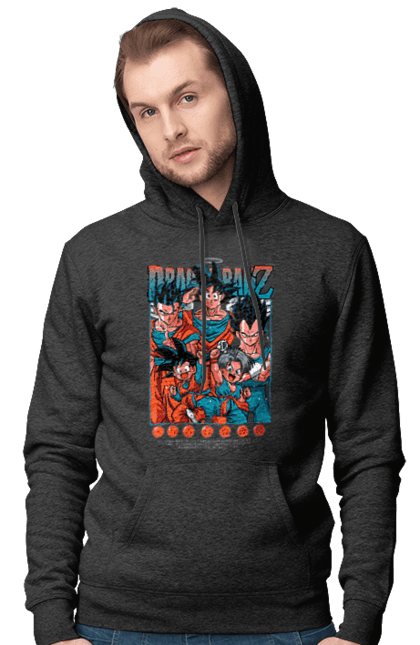 Мужское худи с принтом Жемчуг дракона. Anime, dragon ball, goku, manga, vegeta, аниме, вегета, гоку, жемчуг дракона, манга. 2070702