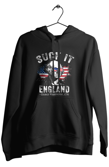 Men's hoodie with prints Suck It, England. American spirit, england, george washington, independence, meme, patriotism, sarcasm, usa. 2070702