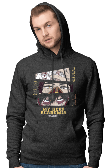 Men's hoodie with prints My Hero Academia League of Villains. Anime, dabi, kai, league of villains, manga, my hero academia, my hero academy, tomura. 2070702