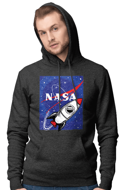 Men's hoodie with prints NASA. Aeronautics, astronautics, aviation, nasa, research, rocket, science, space, technologies, usa. 2070702