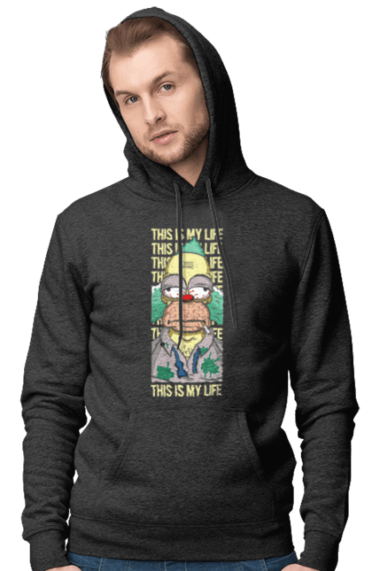 Чоловіче худі з принтом "THIS IS MY LIFE KRUSTY plus". Krusty, krusty the clown, simpsons, клоун красті, красті, сімпсони. 2070702