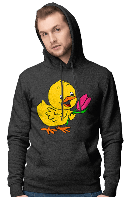 Чоловіче худі з принтом "Курча З Тюльпаном". Курча, тюльпан. 2070702