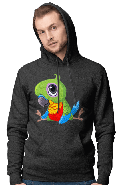 Men`s hoodie with prints Lovebird. Nicely, parrot. 2070702