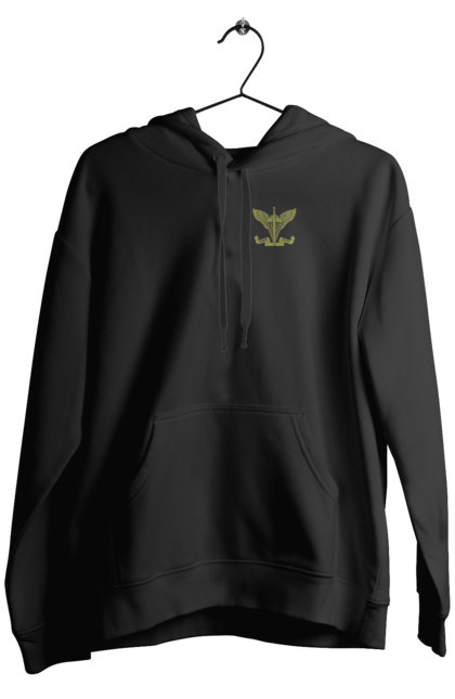 Чоловіче худі з принтом "Десантно штурмові війська України". Армійська, військова, емблема, мілітарі, хакі. 2070702