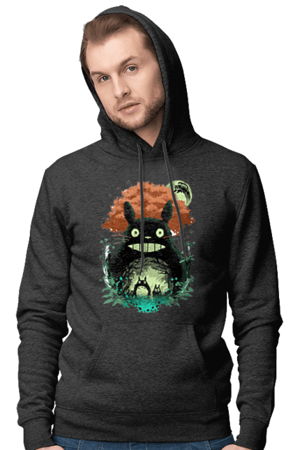 Men's hoodie with prints Totoro. Adventures, anime, comedy drama, fantasy, film, my neighbor totoro, tv series. 2070702