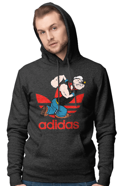 Чоловіче худі з принтом "Adidas Моряк Попай". Adidas, popeye the sailor, адідас, комікс, моряк, мультфільм, серіал, трубка. 2070702