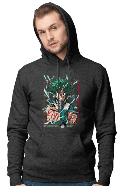 Чоловіче худі з принтом "Моя академія героїв Мідорія". Izuku, midoriya, my hero academia, аніме, ізуку мідорія, манга, мідорія, моя геройська академія. 2070702