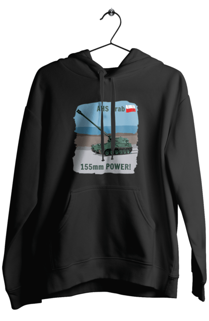 Чоловіче худі з принтом "155mm Power! САУ Krab оливковий". Ahs krab, артилерія, гаубиця, краб, польща, сау. 2070702