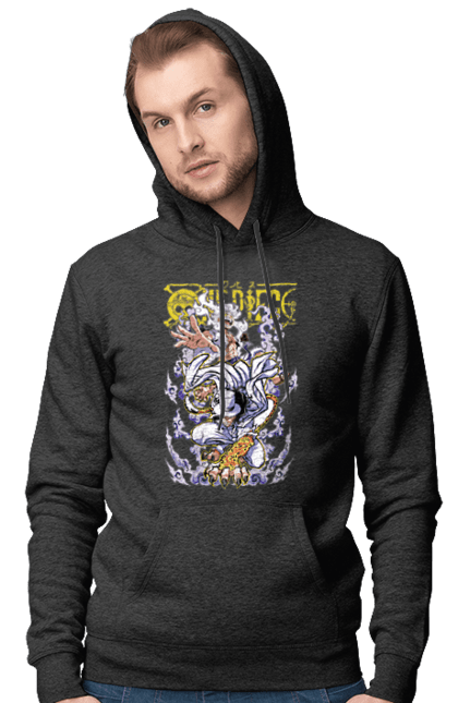 Men's hoodie with prints One Piece Rob Lucci and Luffy. Anime, lucci, luffy, manga, monkey de luffy, one piece, pirates, rob lucci. 2070702