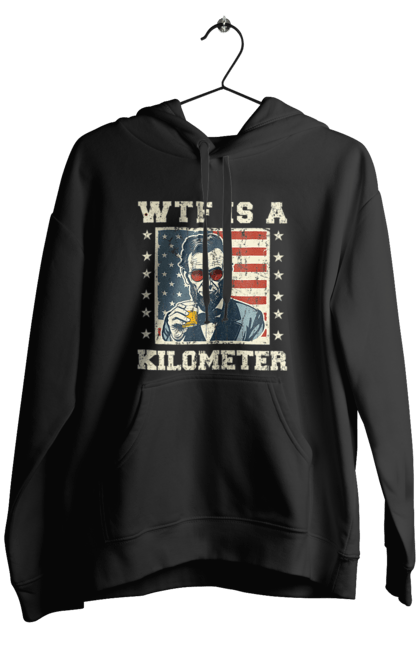 Men's hoodie with prints WTF Is A Kilometer. Abraham lincoln, abraham lincoln, kilometer, meme, satire, usa, wtf. 2070702