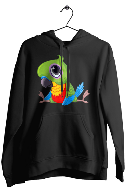 Men`s hoodie with prints Lovebird. Nicely, parrot. 2070702