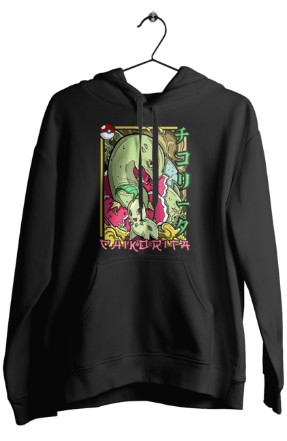 Men's hoodie with prints Pokemon Chikorita. Anime, chikorita, games, nintendo, pokemon, pokemon go. 2070702