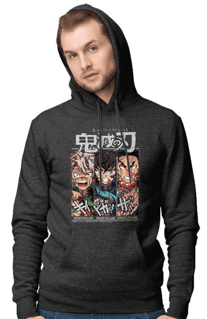 Men's hoodie with prints Demon Slayer Sanemi Muichiro Gyomei. Anime, demon slayer, gyomei, himejima, kimetsu no yaiba, manga, muichiro, sanemi. 2070702