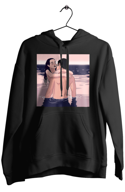 Чоловіче худі з принтом "Парочка Обнімається В Річці". Голо, кохання, пара. 2070702