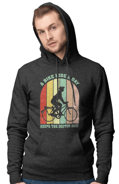 Чоловіче худі з принтом "Поїздка на велосипеді". Велопрогулянка, велосипед, здоровий спосіб життя, зож, поїздка на велосипеді. 2070702