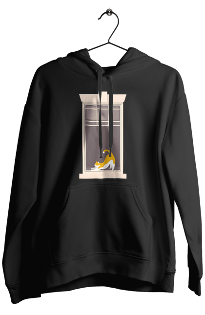 Чоловіче худі з принтом "Кіт В Вікні". Вікно, кіт, потягушки, рудий. 2070702