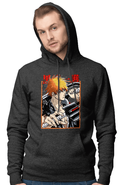 Чоловіче худі з принтом "Бліч Куросакі Ічіґо". Anime, bleach, ichigo kurosaki, manga, аніме, бліч, ічіго, куросакі ічіґо, манга. 2070702