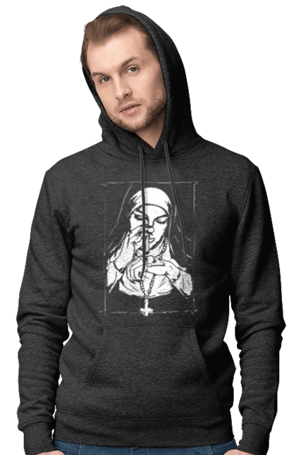 The nun sniffs the powder