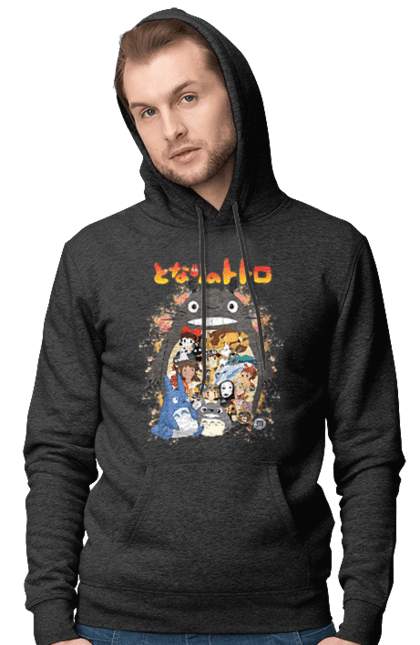 Men's hoodie with prints Totoro. Adventures, anime, comedy drama, fantasy, film, my neighbor totoro, tv series. 2070702