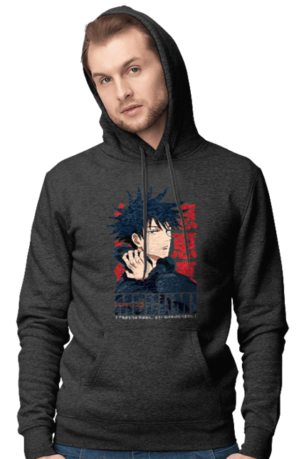 Men's hoodie with prints Jujutsu Kaisen Megumi. Anime, dark fantasy, fushiguro, fushiguro megumi, jujutsu kaisen, magic battle, manga, megumi, mystic. 2070702