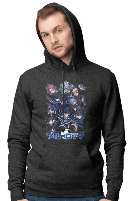 Men's hoodie with prints Blue Lock. Anime, blue lock, blue prison, manga, sport, sports anime. 2070702