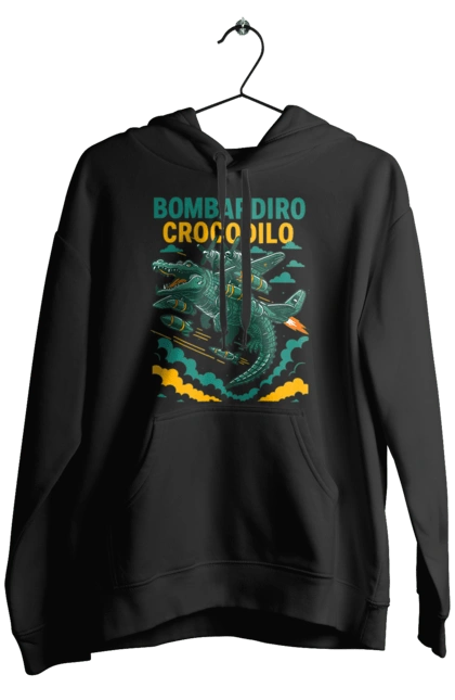 Men`s hoodie with prints Bombardino Crocodilo. Bombardino, bombardino crocodilo, bombardiro crocodile, brainrot, crocodile, crocodile meme, crocodile plane, crocodilo, italian brainrot, meme. 2070702