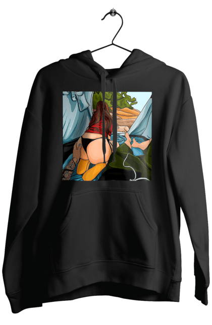 Чоловіче худі з принтом "Відпочинок З Улюбленою У Палатці". Відпочинок, жопа, палатка, собака. 2070702